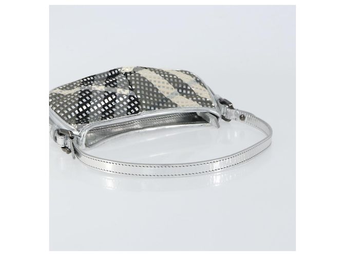 Borsa a Spalla Burberry Nova Check PVC Argento Auth 156475 - vista 7