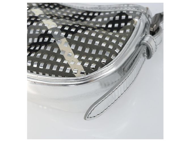 Borsa a Spalla Burberry Nova Check PVC Argento Auth 156475 - vista 9