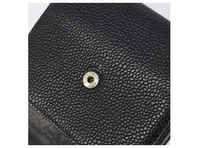 Portefeuille CHANEL en cuir caviar noir avec CC doré Auth fm4996 - vue 11