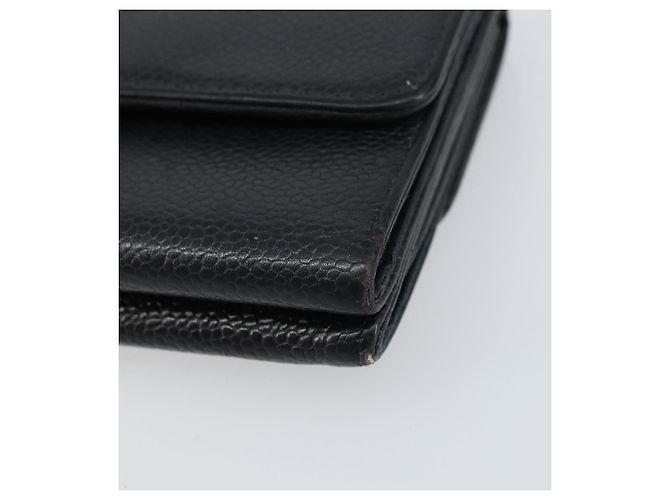 Portefeuille CHANEL en cuir caviar noir avec CC doré Auth fm4996 - vue 15