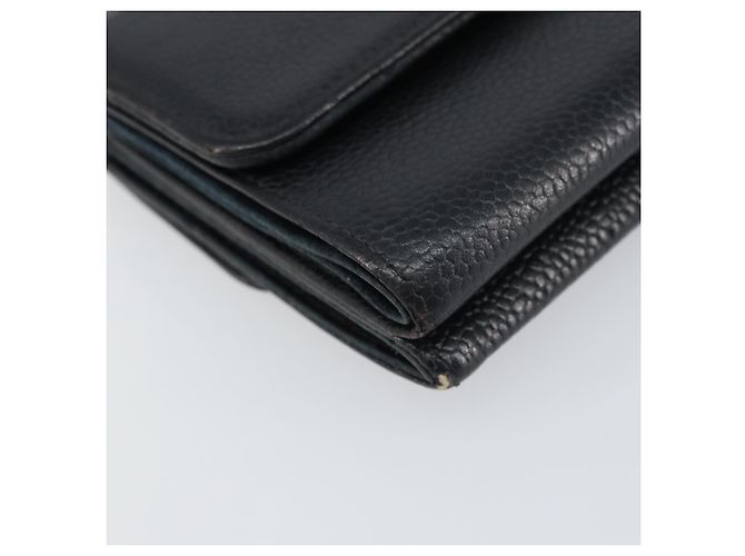 Portefeuille CHANEL en cuir caviar noir avec CC doré Auth fm4996 - vue 16