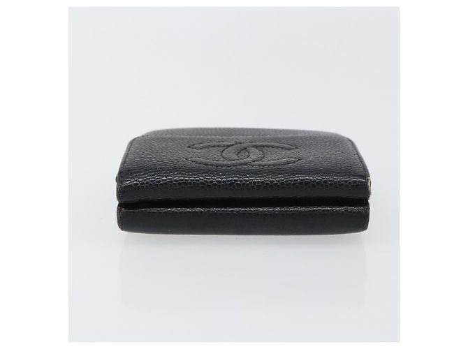 Portefeuille CHANEL en cuir caviar noir avec CC doré Auth fm4996 - vue 5