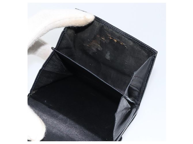 Portefeuille CHANEL en cuir caviar noir avec CC doré Auth fm4996 - vue 8