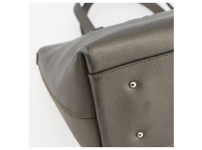 Borsa a mano in pelle Gancini Salvatore Ferragamo Argento Auth BA9175 - vista 14