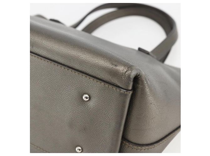 Borsa a mano in pelle Gancini Salvatore Ferragamo Argento Auth BA9175 - vista 15