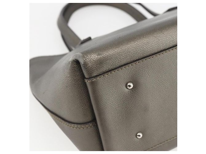 Borsa a mano in pelle Gancini Salvatore Ferragamo Argento Auth BA9175 - vista 16