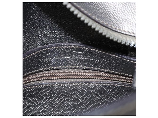 Borsa a mano in pelle Gancini Salvatore Ferragamo Argento Auth BA9175 - vista 18