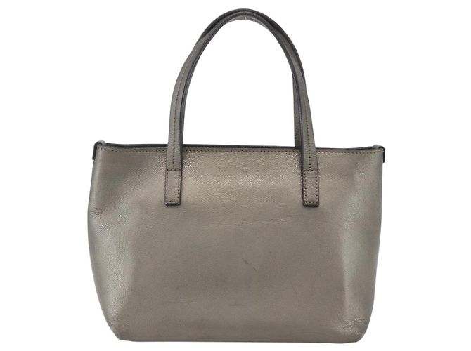 Borsa a mano in pelle Gancini Salvatore Ferragamo Argento Auth BA9175 - vista 2
