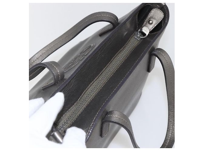 Borsa a mano in pelle Gancini Salvatore Ferragamo Argento Auth BA9175 - vista 6