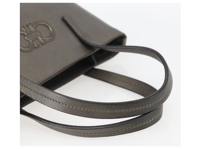 Borsa a mano in pelle Gancini Salvatore Ferragamo Argento Auth BA9175 - vista 7