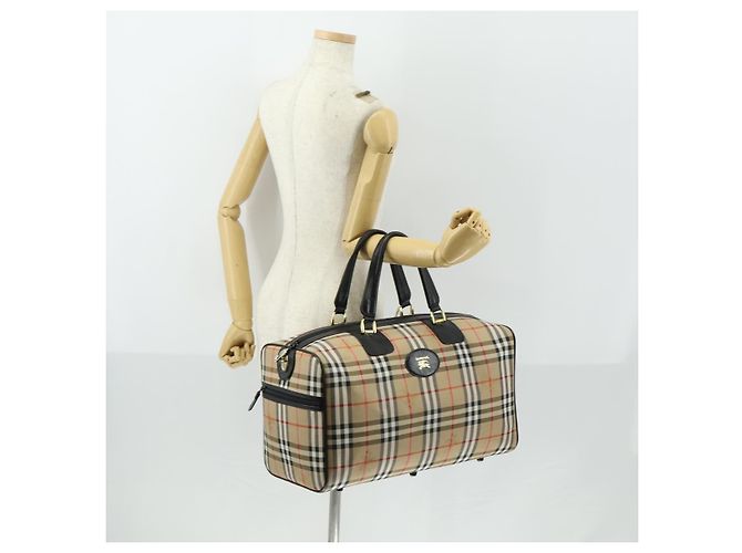 Autre Marque Borsa Boston in tela Nova Check Burberrys beige oro Auth 155390 D'oro - vista 21