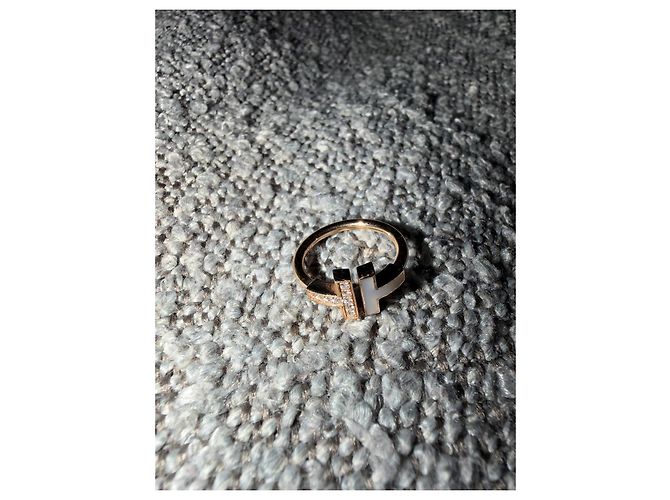 Tiffany & Co Tiffany T Ring aus Roségold mit Diamanten und Perlmutt Größe 52 Bronze - Ansicht 2