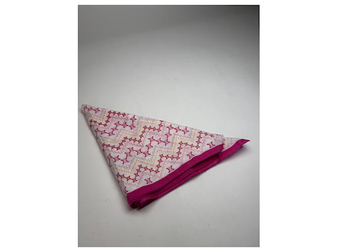 Céline Sciarpa Vintage Celine Viola Bianca Rosa - vista 10