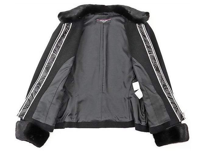LEONARD FASHION PARIS giacca in cashmere e visone Nero - vista 7