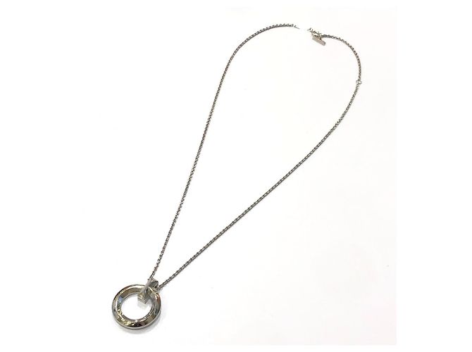 Tiffany T Tiffany & Co. 18K Gold T-One Circle Pendant Chain Necklace Silvery - view 3