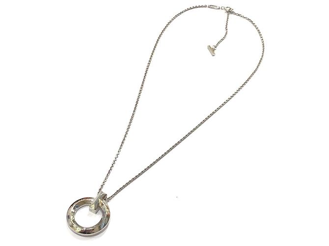 Tiffany T Tiffany & Co. 18K Gold T-One Circle Pendant Chain Necklace Silvery - view 5