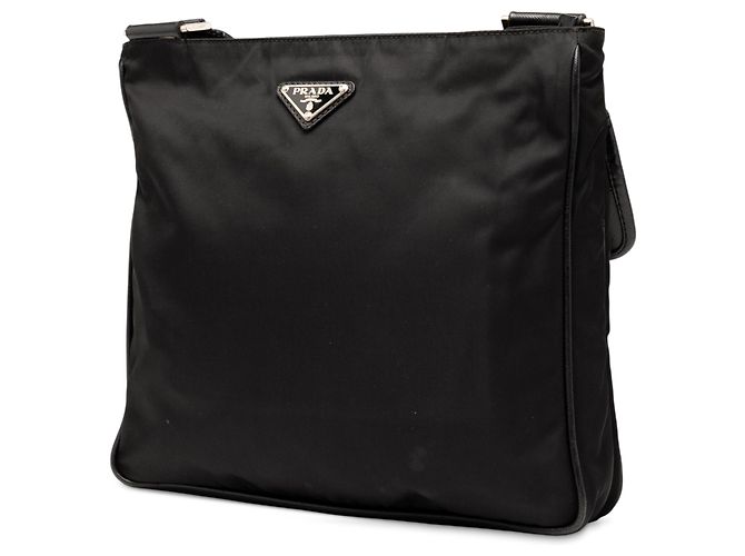 Prada Borsa a Tracolla Nera in Tessuto con Zip Nero - vista 2