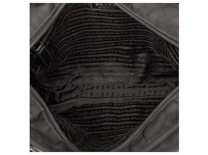 Prada Borsa a Tracolla Nera in Tessuto con Zip Nero - vista 4