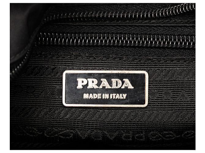 Prada Borsa a Tracolla Nera in Tessuto con Zip Nero - vista 5