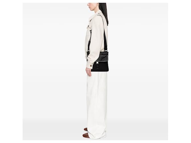 Prada Borsa a Tracolla Nera in Tessuto con Zip Nero - vista 6