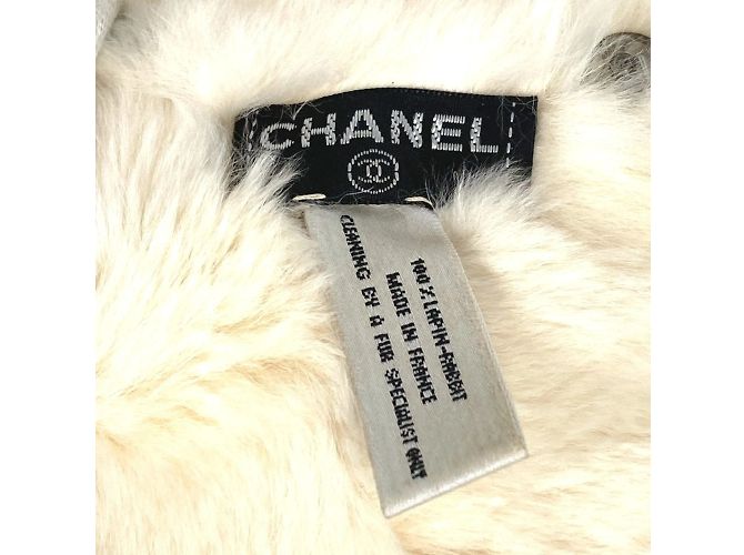 Bracciale in pelliccia con logo CC Coco vintage di Chanel Nero Bianco Giallo - vista 10