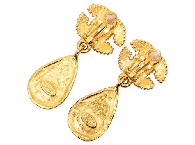 Orecchini vintage Chanel Coco Mark Gripoir Swing Blu D'oro - vista 2