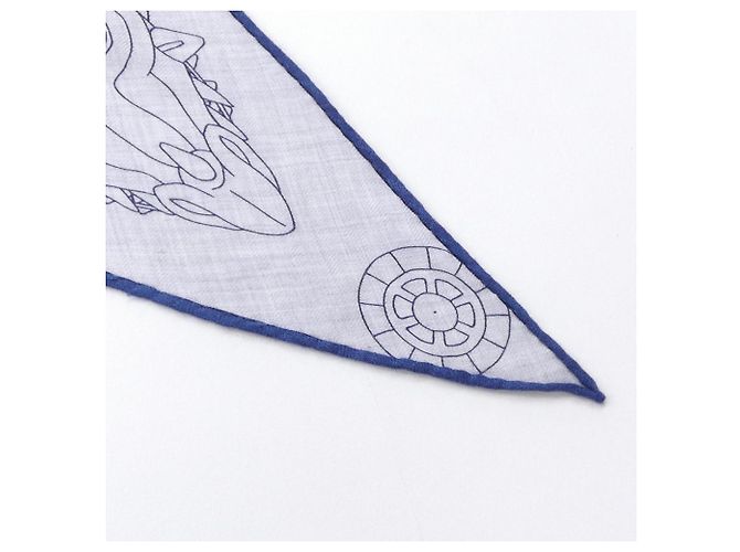 Xale de seda e cashmere azul e branco Hermès - vista 2