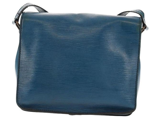 Borsa Cartouchiere Louis Vuitton in pelle Epi MM Blu - vista 2