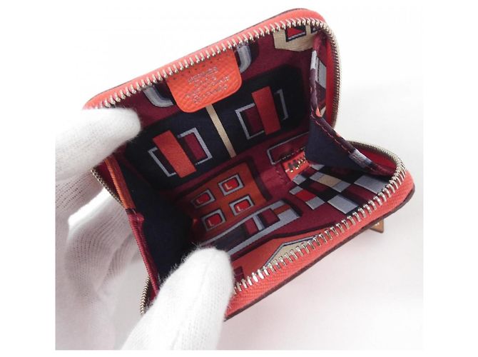 Monedero Hermès CARRE EN BOUCLES Rosa Roja - vista 3