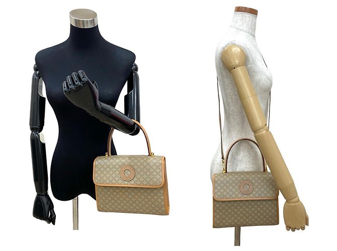 Céline Bolsa de couro com logo circular Macadam da Celine Bege - vista 2