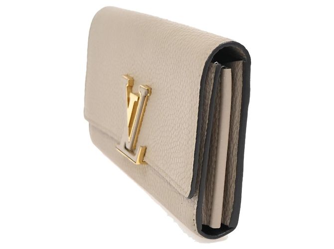 Cartera Larga Capucines de Cuero Louis Vuitton Beige - vista 3