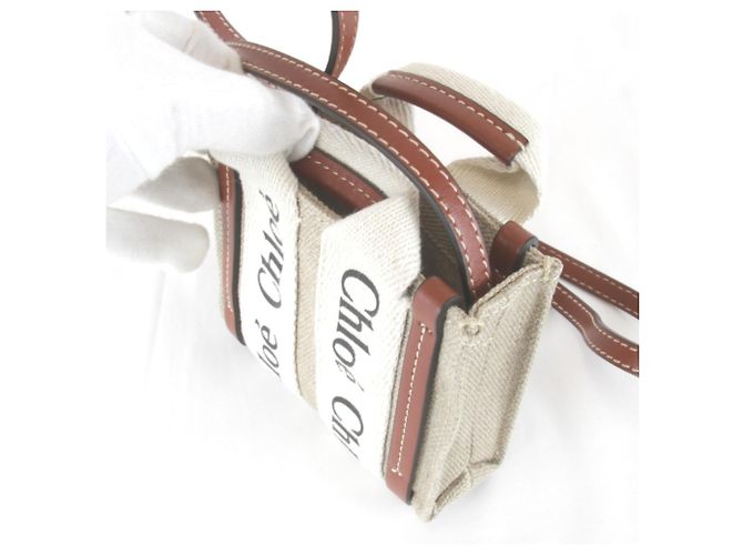 Borsa Tote Nano Woody di Chloé Beige - vista 10