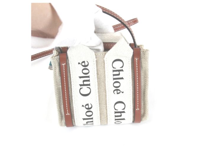 Borsa Tote Nano Woody di Chloé Beige - vista 6