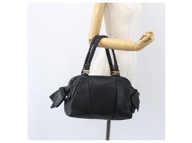 Halb Schultertasche aus Leder in Schwarz und Gold Auth 148535V von Salvatore Ferragamo Golden - Ansicht 24