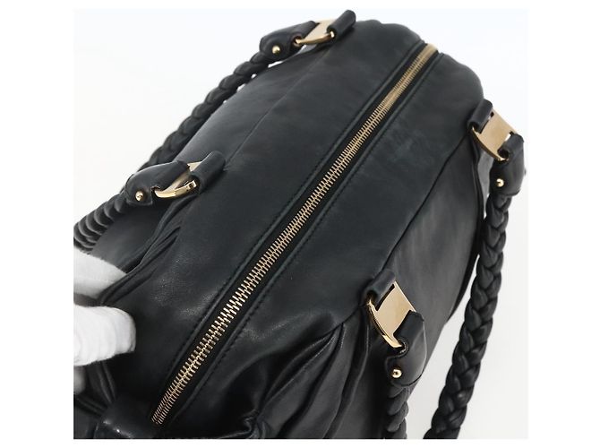 Halb Schultertasche aus Leder in Schwarz und Gold Auth 148535V von Salvatore Ferragamo Golden - Ansicht 6