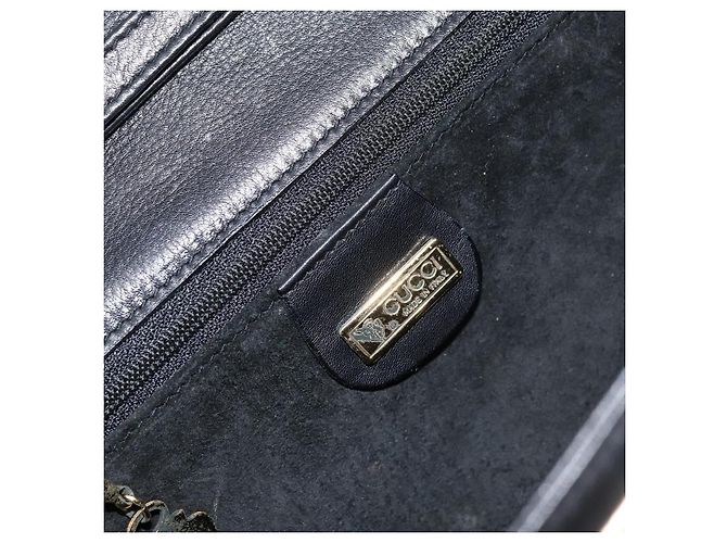 Borsa a Spalla in Pelle Nera e Oro GUCCI 004 25 0240 Auth 156804 Nero D'oro - vista 18