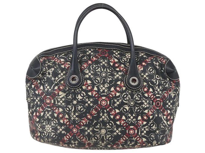 CHANEL Borsa da Viaggio Boston Coco in PVC Tela Nera Argento CC Auth 159746 Nero - vista 2