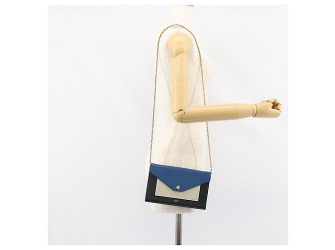 Céline CELINE Chain Shoulder Wallet Bag Leather Multicolor Gold Auth BA8968 Multiple colors Golden - view 25