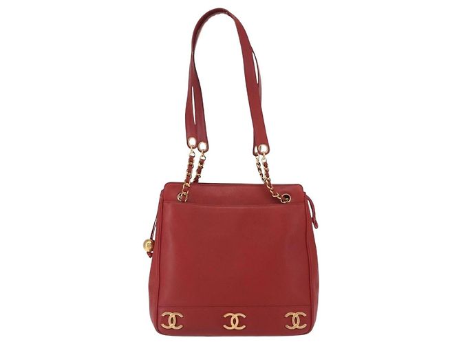 Borsa Tote CHANEL in Pelle Caviar Rossa Oro CC Auth BA8976 Rosso D'oro - vista 13