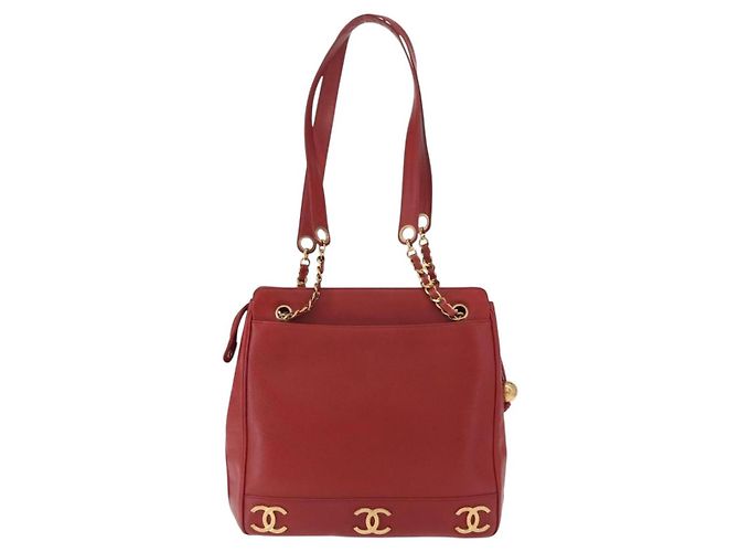 Borsa Tote CHANEL in Pelle Caviar Rossa Oro CC Auth BA8976 Rosso D'oro - vista 2
