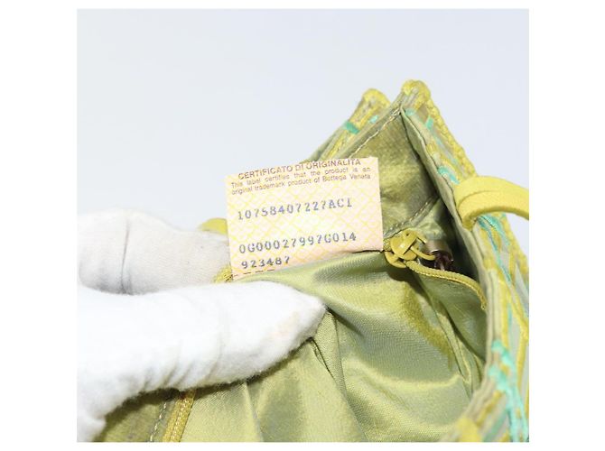 Autre Marque BOTTEGA VENETA Bolsa de Mão Nylon Verde Prata Auth 153765 - vista 11