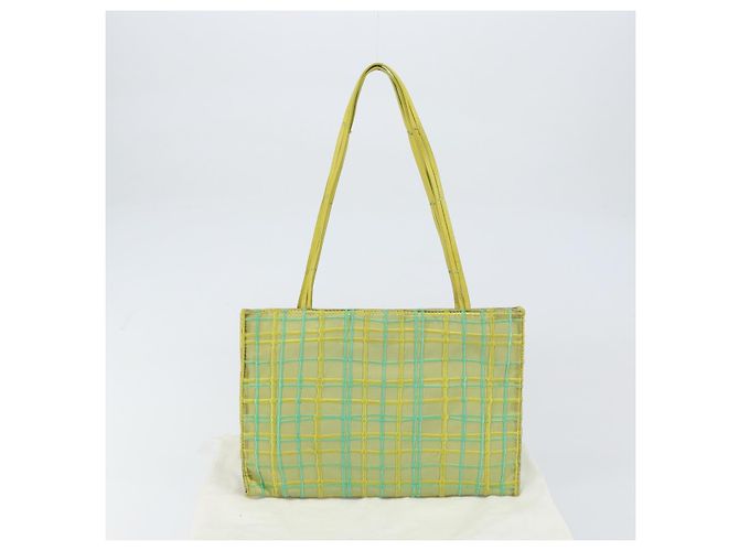 Autre Marque BOTTEGA VENETA Bolsa de Mão Nylon Verde Prata Auth 153765 - vista 12
