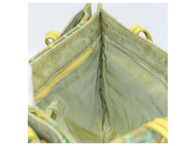 Autre Marque BOTTEGA VENETA Bolsa de Mão Nylon Verde Prata Auth 153765 - vista 19