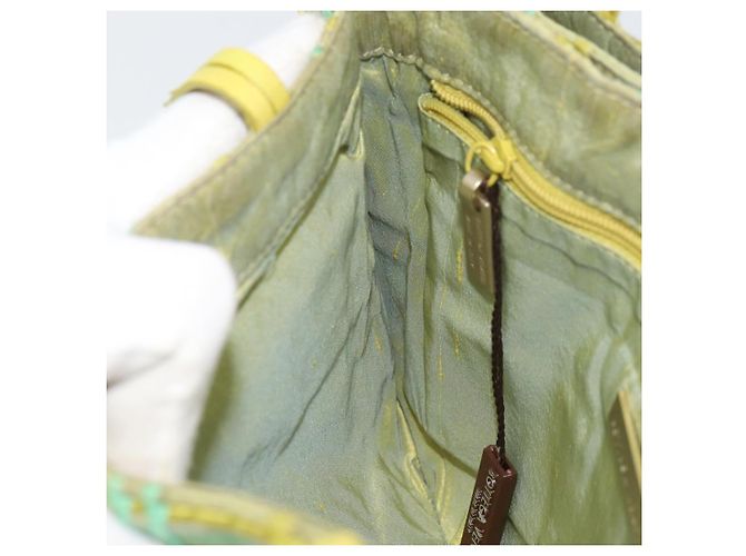 Autre Marque BOTTEGA VENETA Bolsa de Mão Nylon Verde Prata Auth 153765 - vista 20