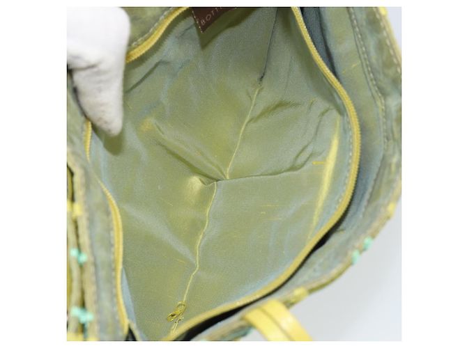 Autre Marque BOTTEGA VENETA Bolsa de Mão Nylon Verde Prata Auth 153765 - vista 22