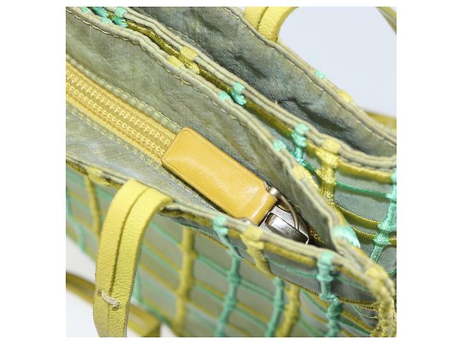 Autre Marque BOTTEGA VENETA Bolsa de Mão Nylon Verde Prata Auth 153765 - vista 23