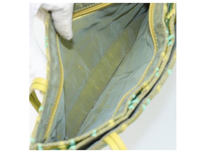 Autre Marque BOTTEGA VENETA Bolsa de Mão Nylon Verde Prata Auth 153765 - vista 24