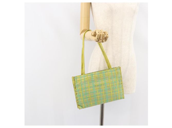 Autre Marque BOTTEGA VENETA Bolsa de Mão Nylon Verde Prata Auth 153765 - vista 25