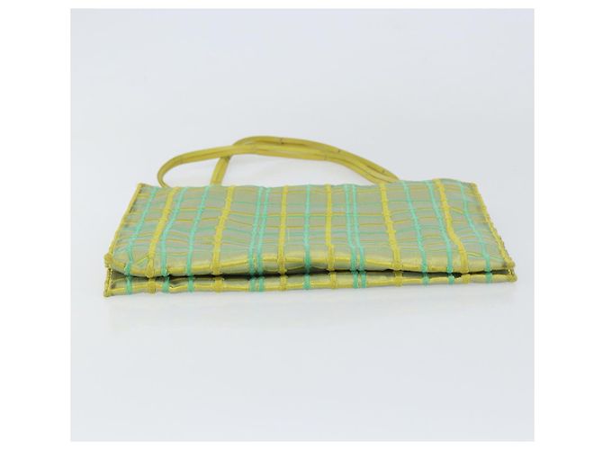 Autre Marque BOTTEGA VENETA Bolsa de Mão Nylon Verde Prata Auth 153765 - vista 5