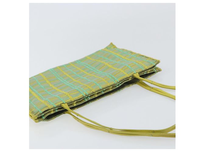 Autre Marque BOTTEGA VENETA Bolsa de Mão Nylon Verde Prata Auth 153765 - vista 6